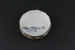 Round Small Fish Pattern  Stoneware Trinket Dish Bowl Decor Accent Piece - Picture 1 of 11