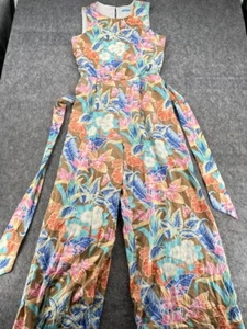 J. McLaughlin Rebekka Floral Wide Leg Jumpsuit Belt Tie Waist L - Picture 1 of 14