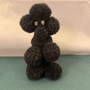 Black Crochet Poodle 2 Piece small 50 ml Bottle Cover, Handmade, sequin Eyes - Picture 1 of 13