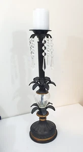 Vintage Hollywood Regency Stil Palmblatt Plexiglas Kugel 20" Boden Stumpen Kerzenhalter - Bild 1 von 10