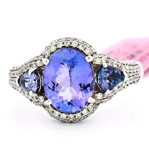 14K White Gold 2.61ct Tanzanite & 0.67ct Diamond Ring - Size 7.25 - Picture 1 of 4