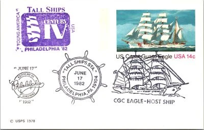 CGC Eagle-Host Ship - 6.17.1982 - Philadelphia, Pa (Purple Cachet) - F44225 — 第 1/2 张图片