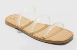 NEW A New Day Women's Wren Triple Strap Clear Strappy Sandals Size 9.5 - Picture 1 of 3