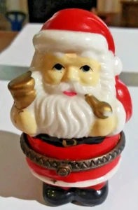 Porcelain Hinged Santa Claus Trinket Box Christmas Gift 4 IN TALL VINTAGE  D70 - Picture 1 of 6
