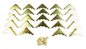 24pc. Decorative Brass-plated Box Corners & screws, great for projects! - Picture 1 of 10