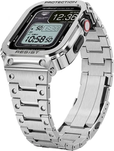 Apple Watch Robustes Edelstahlgehäuse Band Herren 45mm 44mm iWatch SE 8 7 6 5 4 - Bild 1 von 15