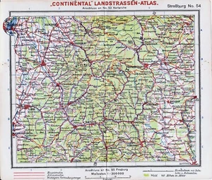 Schwarzwald 1925 orig. Autoatlas-Karte Offenburg Haslach Schramberg Oppenau Lahr - Picture 1 of 1