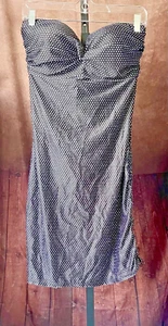 Women's Sleeveless Black & White Polka Dots Padded Bandeau Summer Swim Dress XXL - Picture 1 of 6