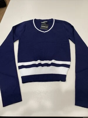 Charlotte Russe Ribbed Striped Sweater Navy XL - Image 1 of 3
