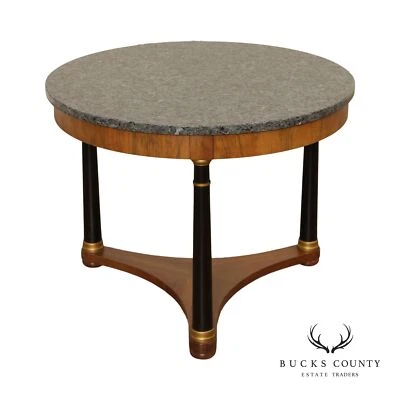 Mueble de Bellas Artes. Mesa auxiliar o de centro redonda estilo imperio francés Co. Foto 1 de 4