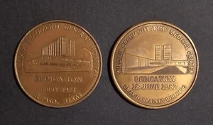 (2) Bronze Widmung Tokens Wm Beaumont Hospital 1972 & Omar Bradley Bldg. 1982 - Bild 1 von 2