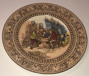 Royal Doulton Dinner Plate Tavern 5 Men Checkers Transferware Hand Painted 1939 - Imagen 1 de 6