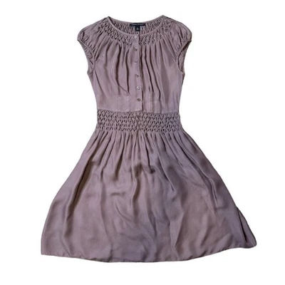 Banana Republic 100% Purple Silk Dress Hand Smocked Cap Sleeve - Image 1 of 4