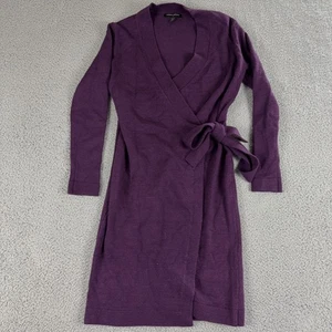 Banana Republic Wrap Sweater Dress Womens Small Petite Purple Knit Stretch Robe - Picture 1 of 11