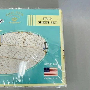 Vintage Golden Quality Bettwäsche 4tlg Twin Sheet Set Gelb Blumenmuster Neu - Bild 1 von 13