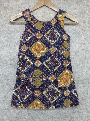 Vestido Vintage Niñas Pana Sin Mangas Mediano Bolsillo Geométrico Años 90 Foto 1 de 4