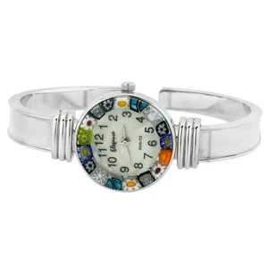 Reloj de cristal de Venecia Murano multicolor Millefiori brazalete de metal facial - Imagen 1 de 9