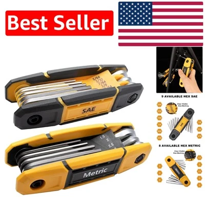 Juego de llaves Allen plegables de 17 piezas - Herramientas de llave hexagonal portátiles métricas y SAE Foto 1 de 4