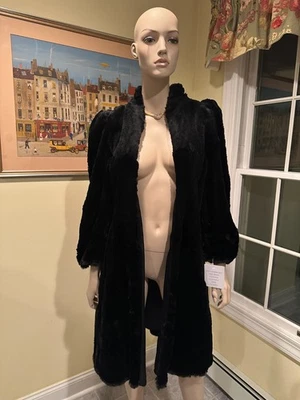 39" Black Sheared Beaver Real Fur Coat Swing Style Extra Small Size 0 Petite USA - Image 1 of 4