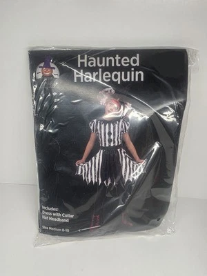 Haunted Harlequin 小丑 Pierrot 服装中号 8-10 Old East Main — 第 1/2 张图片