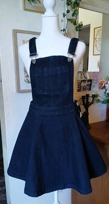 Macacão novo com etiquetas Bongo pequeno/médio denim azul escuro mini vestido macacão  - Imagem 1 de 4