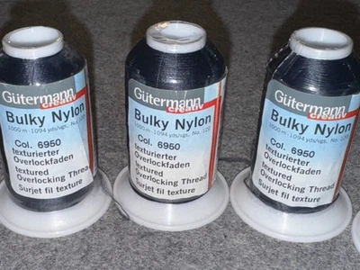 Lot of 3 Gutermann Bulky Nylon Overlocking Thread 6950 Navy - Image 1 of 4