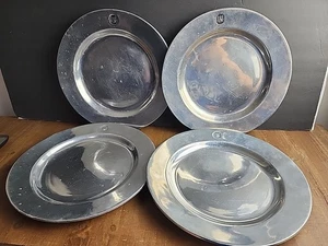 Set of 4 Vintage Wilton Armetale RWP Pewter 10.5" Dinner Plates USA - Picture 1 of 19