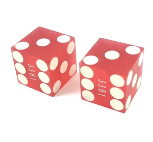 Older Pair Stardust Casino Las Vegas Red Matching Number 3381 Craps Dice 3073-Q - Picture 1 of 3