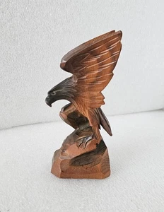 Hand Carved Wood American Bald Eagle Folk Art Vintage Sculpture Figure 6¼" High - Picture 1 of 13