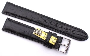 Cinturino orologio 18mm Louisiana ALLIGATOR KROKOBAND made Germany nero 18/16mm - Foto 1 di 3