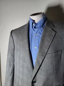 46R Corneliani Blue Black Silk Wool All-season Tweed Glen Check Blazer Jacket 56 - Picture 1 of 13