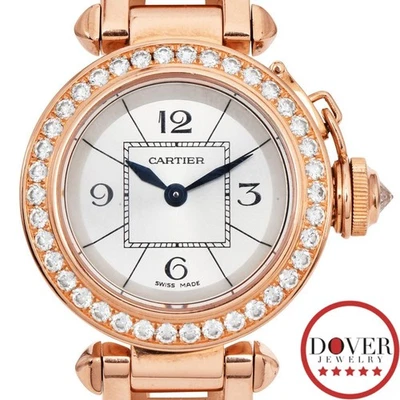 Reloj para mujer Pasha De Cartier con bisel y pulsera de diamantes de oro rosa de 18 quilates Foto 1 de 4