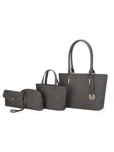MKF Collection Edelyn embossed M Signature Four PCS Tote Set by Mia k - Picture 1 of 34