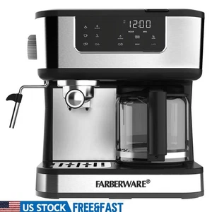 Kaffee Espressomaschine 15 Bar Dual Brew Programmierbarer Aufschäumer LCD 10 Tassen Neu - Bild 1 von 3