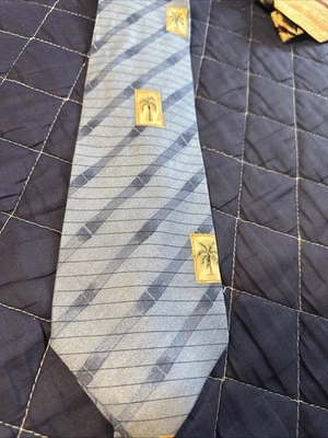 "Corbata de seda de diseñador TOMMY BAHAMA palmeras a rayas 59"" X 4""" Foto 1 de 4