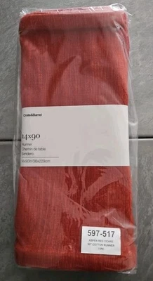 BNIP: Crate and Barrel  Aspen Red Ochre 14x90 Cotton Runner - Image 1 of 3