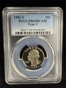 1981 S WASHINGTON QUARTER TYPE 2 25C PCGS DCAM PR69 ULTRA CAM UCAM PF69 SKU 3803 - Picture 1 of 2