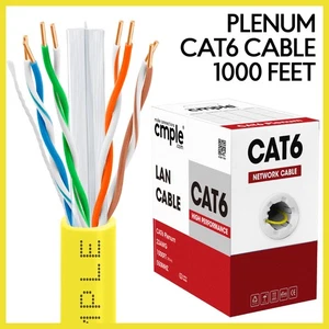 Cat6 Plenum Cable 1000 Feet CMP Cat 6 Ethernet Network Wire Internet Cord Yellow - Picture 1 of 6