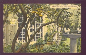 Postal vintage 1947 con vista al jardín restaurante Ivar House Hollywood California - Imagen 1 de 1