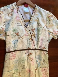 Women's Medical Scrub Set, Bambi Top S, Matching Urbane Pant S Brown Multi Color - Picture 1 of 12