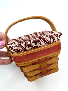 Longaberger 1995 Sweetheart Korb mit gestreiftem Liner & Protector - Bild 1 von 6