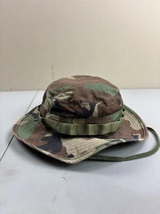 Cappello da sole Boonie mimetico militare VINTAGE tipo iii verde bosco anni 90 taglia 7 1/2 - Foto 1 di 8