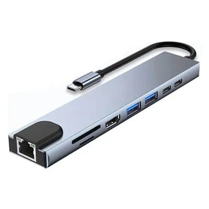 For Galaxy S20/S21/S23/S24/FE - HDMI TV Adapter 8-in-1 USB-C Hub RJ45 Ethernet - Picture 1 of 7