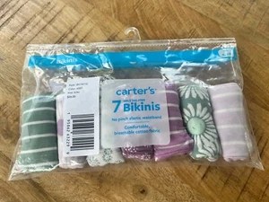 NWT Carter’s Girls Sz 6/6X Bikinis Underwear Panties 7 Pairs Floral Striped - Picture 1 of 3
