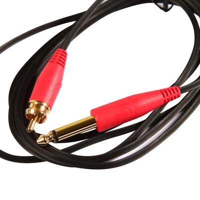 Para fuente de alimentación de tatuaje Premium silicona RCA clip cable 1/4" enchufes fonográficos 6 pies Foto 1 de 4