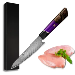Petty Knife Japanese Chef Knife 5.0" Damascus Chef Utility Kitchen Custom Sharp - Picture 1 of 7
