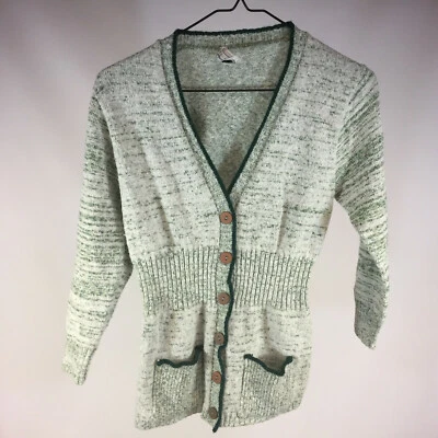 Vintage 60s 70s JC Penney Fleck Cardigan Sweater Jacket Hippy Mod Disco Retro M - Image 1 of 4
