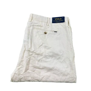 Polo Ralph Lauren Linen Blend Cream Men’s Classic Fit Trouser 42x32 NWT - Picture 1 of 6