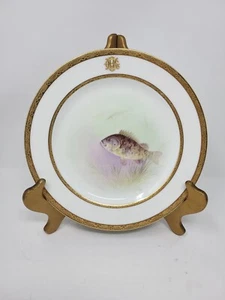 LENOX Artist Signed Fish Plate W.H. Morley hand painted Gold Rim 9" Tautog - Picture 1 of 12