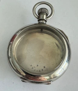 VINTAGE 18 SIZE DUEBER CLAM SHELL SILVERINE POCKET WATCH CASE PENDANT & LEVER - Picture 1 of 8